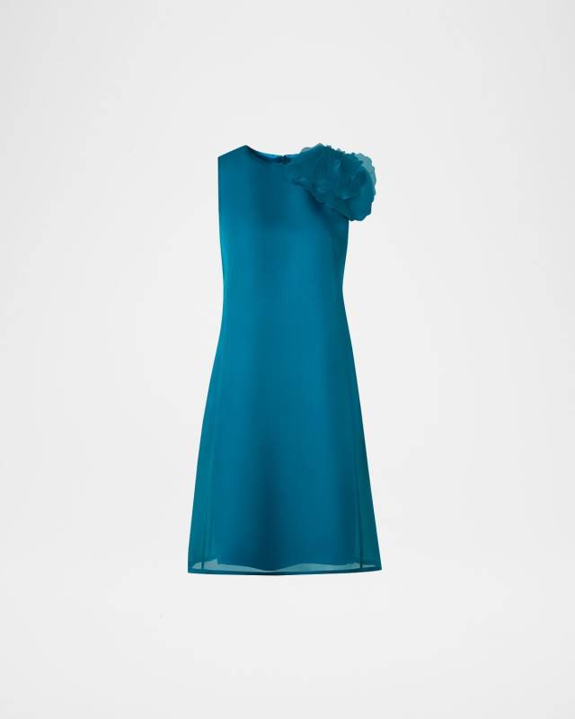 3D Anemone Corsage Silk Organza Dress